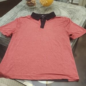 Lululemon Precision Polo Heathered Black Red Lightweight Medium Golf Shirt